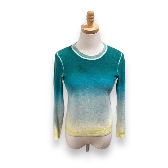 Paychi Guh Watercolor Green Yellow Worsted Cashmere Sweater Size XS - Picture 6 of 12